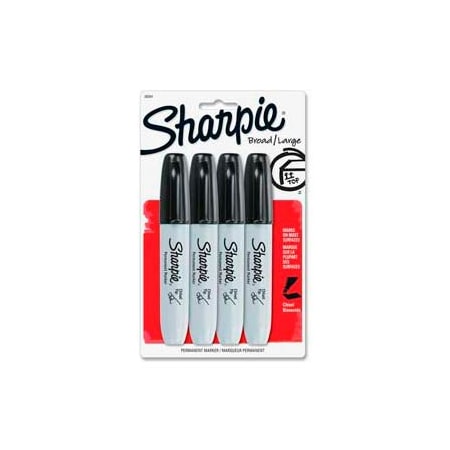 Sanford Sharpie Permanent Marker, Chisel, Black Ink, 4/Pack 38264PP